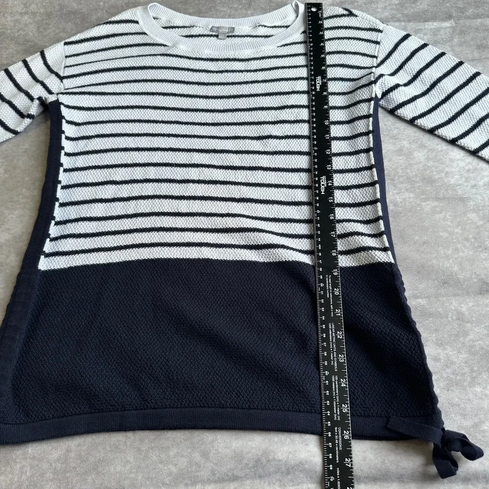 T by Talbots Sweater Womens XS Blue White Striped Colorblock Knit Pullover - Picture 5 of 11